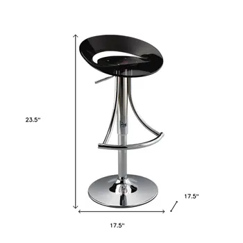 Black and Silver Metal and Heavy Duty Plastic Low Back Adjustable Height Bar Chair