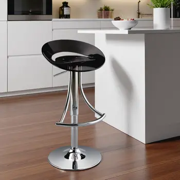 Black and Silver Metal and Heavy Duty Plastic Low Back Adjustable Height Bar Chair