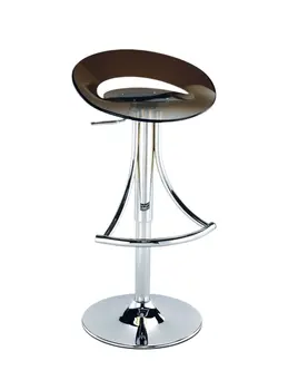 Dark Gray and Silver Acrylic and Metal Low Back Adjustable Height Bar Chair