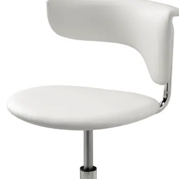 Set of Two White and Silver Metal and Faux Leather Low Back Adjustable Height Bar Chairs
