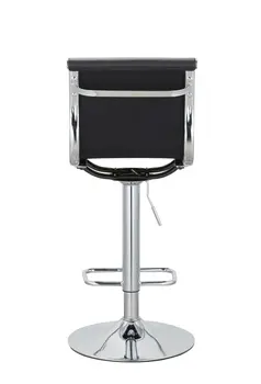 Set of Two Black and Silver Faux Leather and Metal Low Back Adjustable Height Bar Chairs