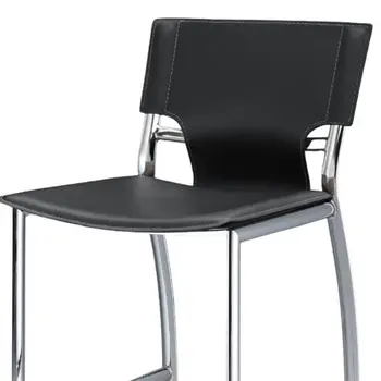 Set of Two 29" Gray and Silver Metal and Faux Leather Low Back Bar Height Bar Chairs