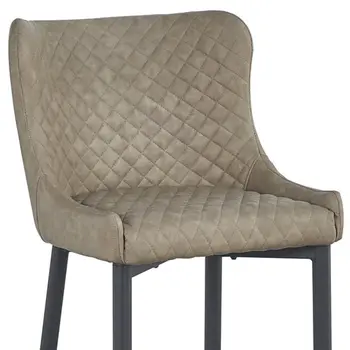 Set of Two 26" Gray and Black Faux Leather and Metal Low Back Counter Height Bar Chairs