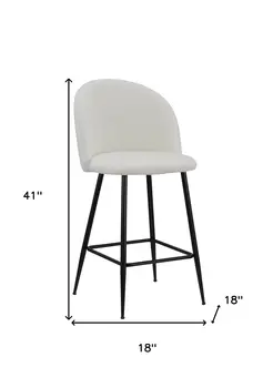 Set of Two 26" White and Black Fabric and Metal Low Back Counter Height Bar Chairs