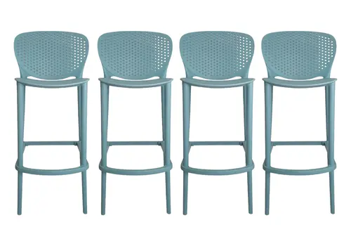 Set of Four 30" Green Heavy Duty Plastic Low Back Bar Height Bar Chairs