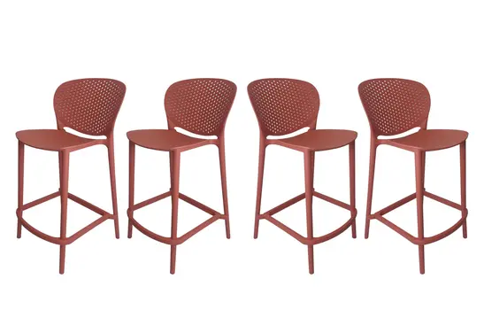 Set of Four 30" Orange Heavy Duty Plastic Low Back Bar Height Bar Chairs