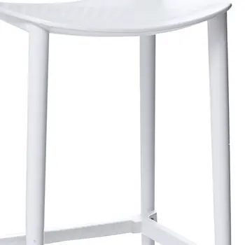 Set of Four 30" White Heavy Duty Plastic Low Back Bar Height Bar Chairs