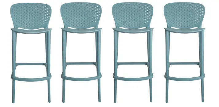 Set of Four 26" Green Heavy Duty Plastic Low Back Counter Height Bar Chairs