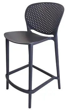 Set of Four 26" Dark Gray Heavy Duty Plastic Low Back Counter Height Bar Chairs