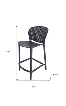 Set of Four 26" Dark Gray Heavy Duty Plastic Low Back Counter Height Bar Chairs