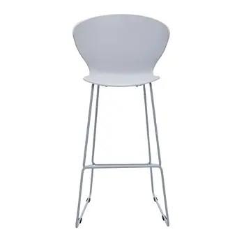 Set of Two 30" Gray Heavy Duty Plastic and Metal Low Back Bar Height Bar Chairs