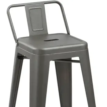 Set of Four 26" Dark Gray Steel and Metal Low Back Counter Height Bar Chairs