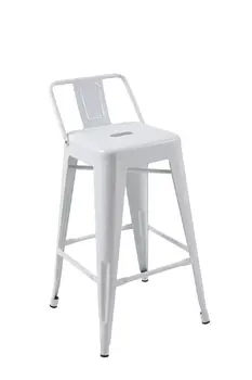 Set of Four 26" White Steel and Metal Low Back Counter Height Bar Chairs