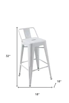 Set of Four 26" White Steel and Metal Low Back Counter Height Bar Chairs