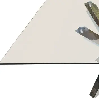 60" Clear and Silver Glass And Metal Cross Leg Base Square Dining Table