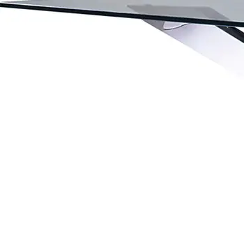 72" Clear and Silver Glass And Metal Cross Leg Base Dining Table