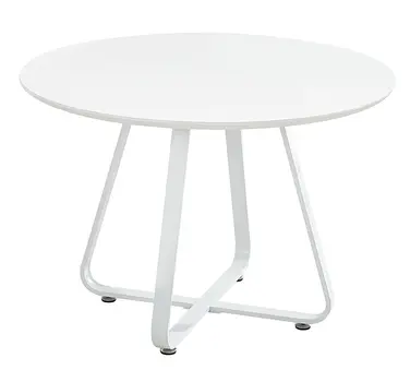 43" White Wood And Metal Sled Base Round Top Dining Table