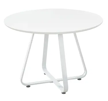 43" White Wood And Metal Sled Base Round Top Dining Table