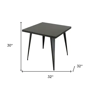 32" Gray Steel And Metal Square Dining Table