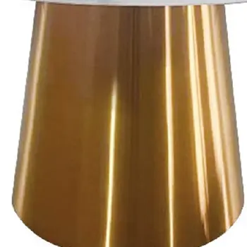 54" White Gray and Gold Marble And Metal Pedestal Base Round Top Dining Table