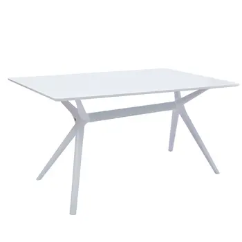 47" White Wood And Heavy Duty Plastic Trestle Base Dining Table