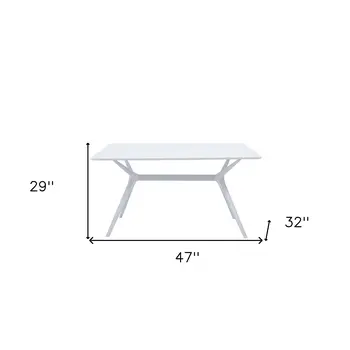 47" White Wood And Heavy Duty Plastic Trestle Base Dining Table