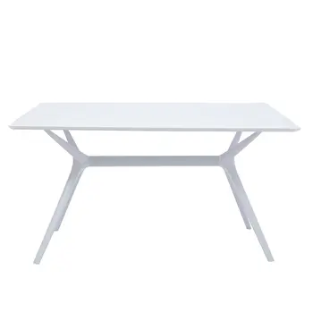 47" White Wood And Heavy Duty Plastic Trestle Base Dining Table