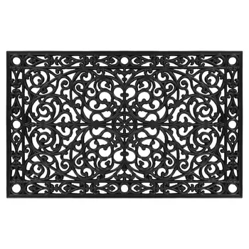 30" X 48" Black Rubber Scrollwork Outdoor Door Mat