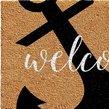 24" X 36" Natural and Black Coir Anchor Welcome Outdoor Door Mat