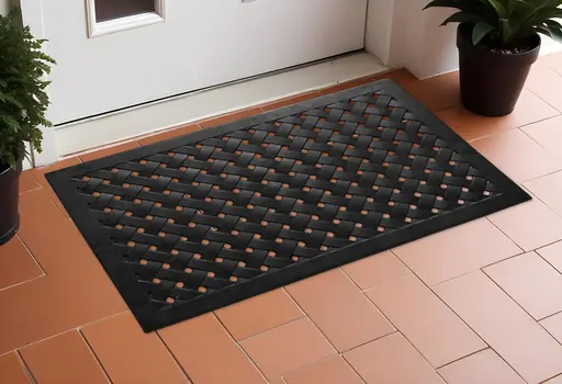 24" X 36" Black Rubber Weave Outdoor Door Mat