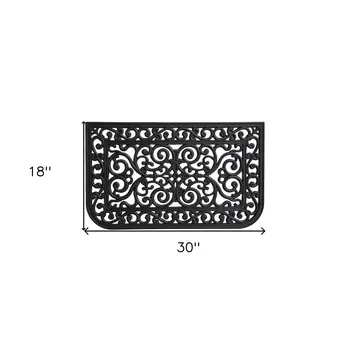 18" X 30" Black Rubber Scrollwork Outdoor Door Mat