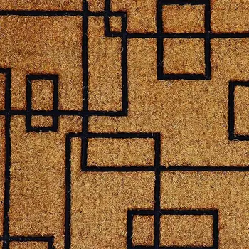 24" X 36" Natural and Black Coir Geometric Outdoor Door Mat