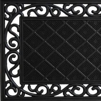 18" X 30" Black Rubber Geometric Outdoor Door Mat