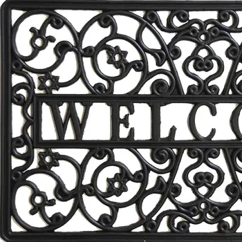 18" X 30" Black Rubber Scrollwork Welcome Outdoor Door Mat