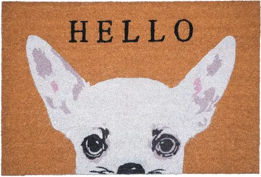 24" X 36" Natural Black and White Coir Chihuahua Hello Outdoor Door Mat