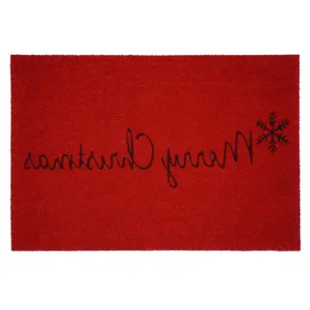24" X 36" Red and Black Coir Merry Christmas Outdoor Christmas Door Mat
