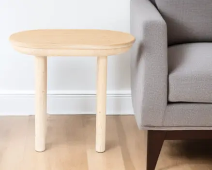 22" Natural Solid Wood Oval Sled End Table