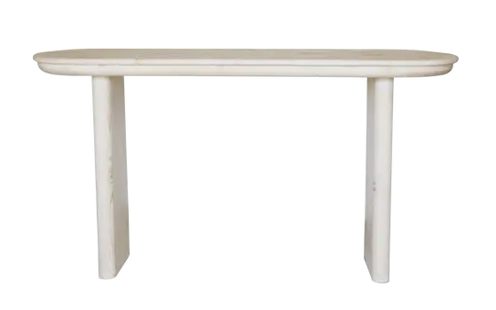 60" Natural Solid Wood Oval Console Table