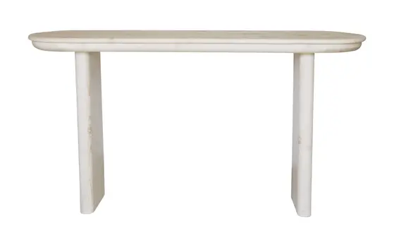 60" Natural Solid Wood Oval Console Table