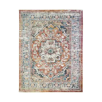 2' X 3' Rust Oriental Distressed Area Rug With Fringe