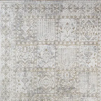 2' X 3' Ivory Oriental Distressed Area Rug With Fringe