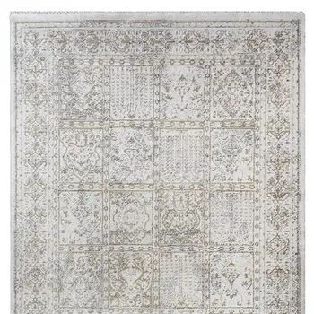2' X 3' Ivory Oriental Distressed Area Rug With Fringe