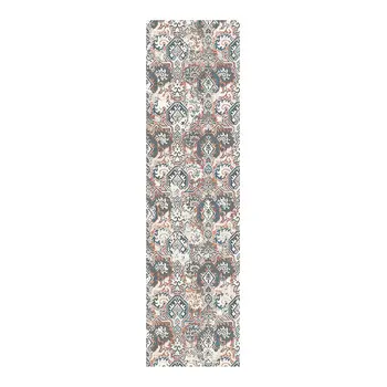 8' Rust Oriental Distressed Runner Rug With Fringe