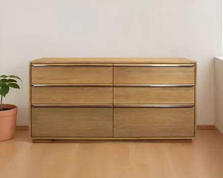 72" Brown Solid Wood Six Drawer Double Dresser