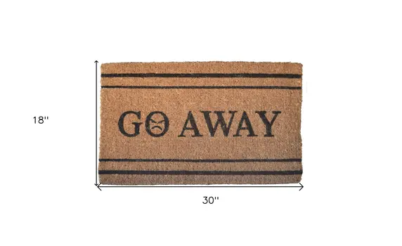 18" X 30" Brown and Black Coir Go Away Outdoor Door Mat
