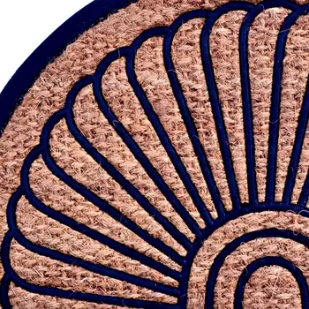 18" X 30" Brown and Black Rubber Geometric Outdoor Semi Circle Door Mat