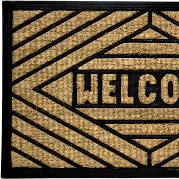 18" X 30" Brown and Black Rubber Welcome Outdoor Door Mat