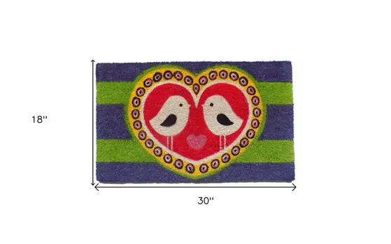 18" X 30" Red and Green Coir Heart Outdoor Door Mat