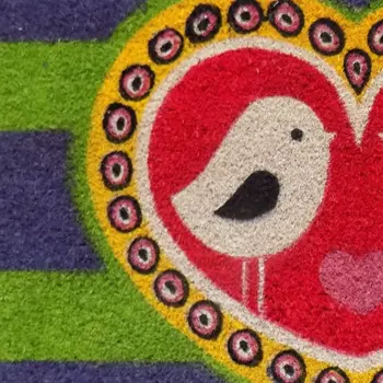 18" X 30" Red and Green Coir Heart Outdoor Door Mat