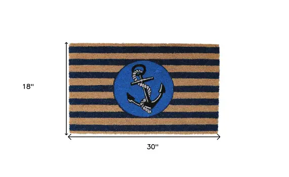 18" X 30" Brown and Blue Coir Anchor Outdoor Door Mat